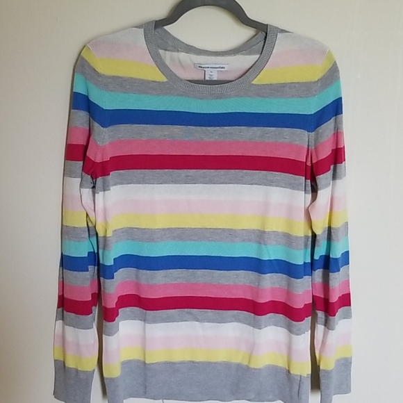 Amazon Sweaters - Amazon Essentials Colorful Striped Knit Top L